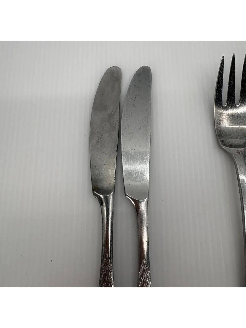 Dansk Designs Denmark IHQ 14 Pc Stainless Flatware Diamond Pattern Forks Knives